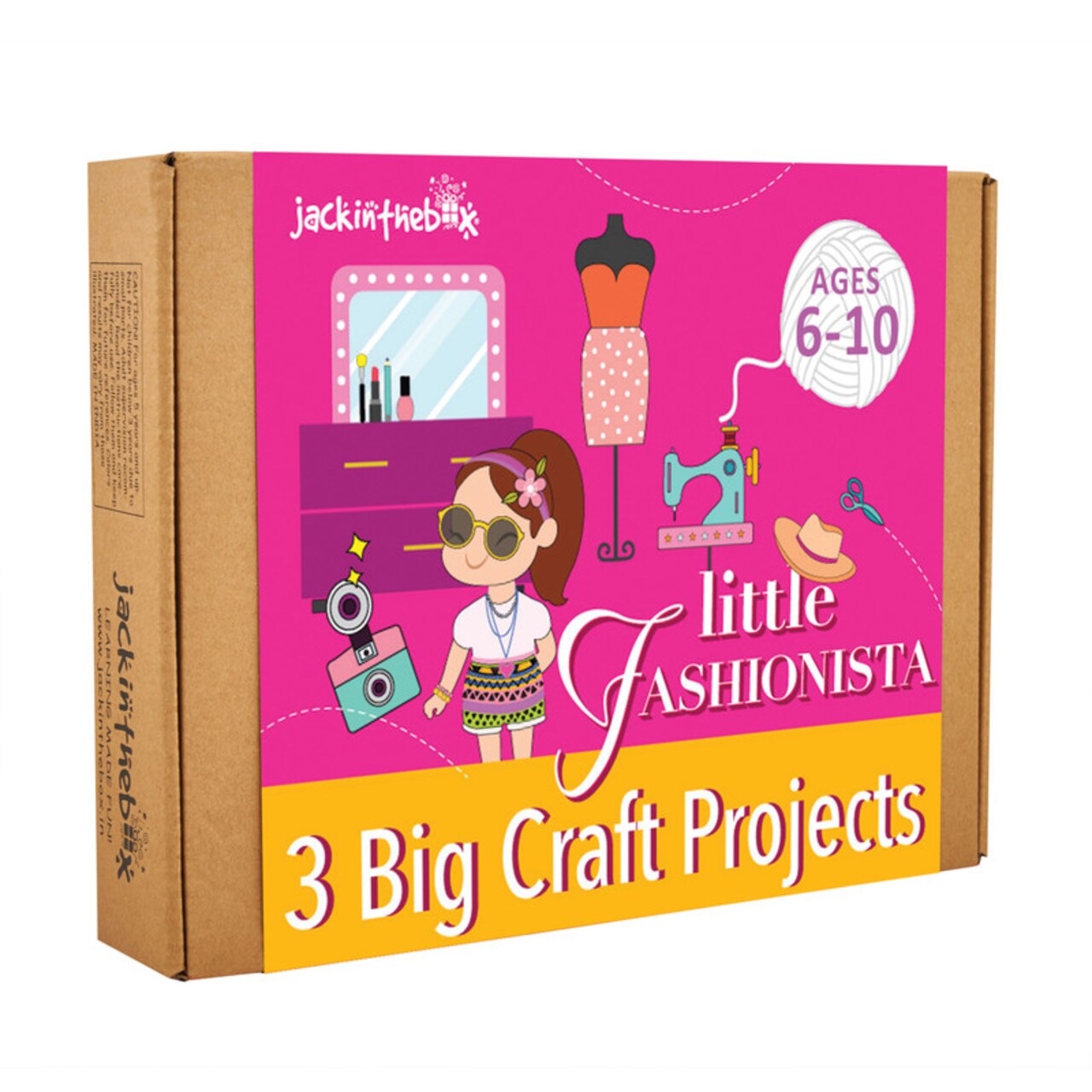 Fashion Themed Kit for Girls | 3 Craft Projects in 1 Box | Best Girl Gift for Ages 6 7 8 9 10 Years | Includes Beautiful Felt and Foam Embellishments (Little Fashionista 3-in-1)